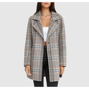 Belle & Bloom Ex-Boyfriend Wool Blend Oversized Jacket Plaid Size S $238.00